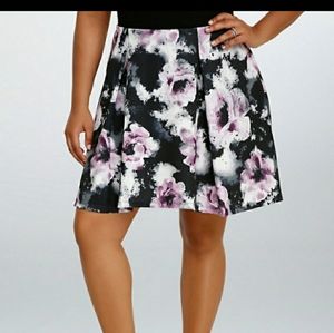 Torrid watercolor floral scuba mini skater skirt